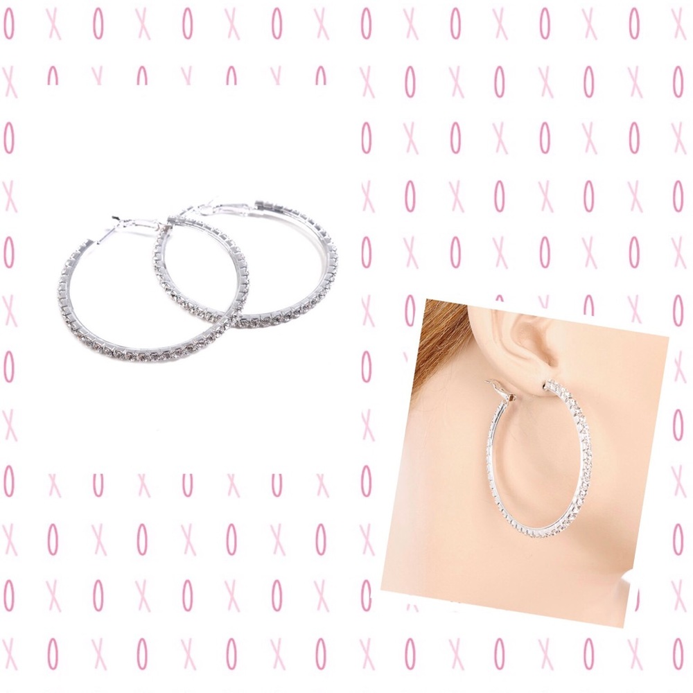 💍Silver Crystal Hoops💍